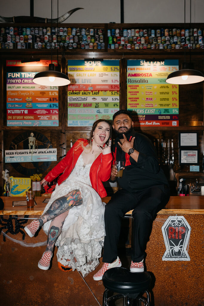 Edgy bride and groom photo