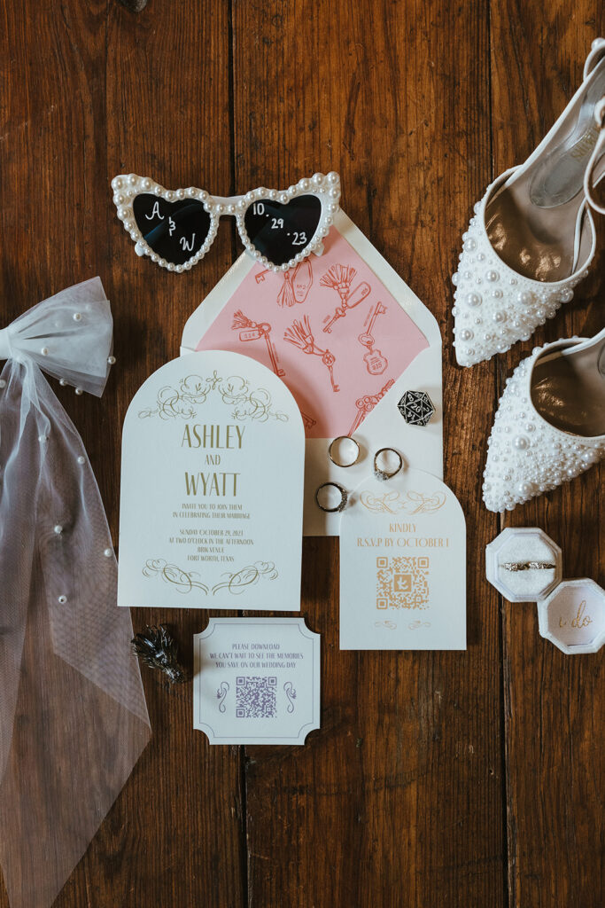 mid-century wedding invitation and details