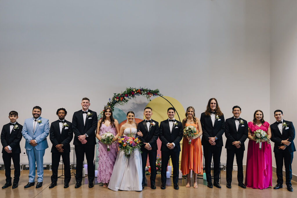 colorful wedding party photos