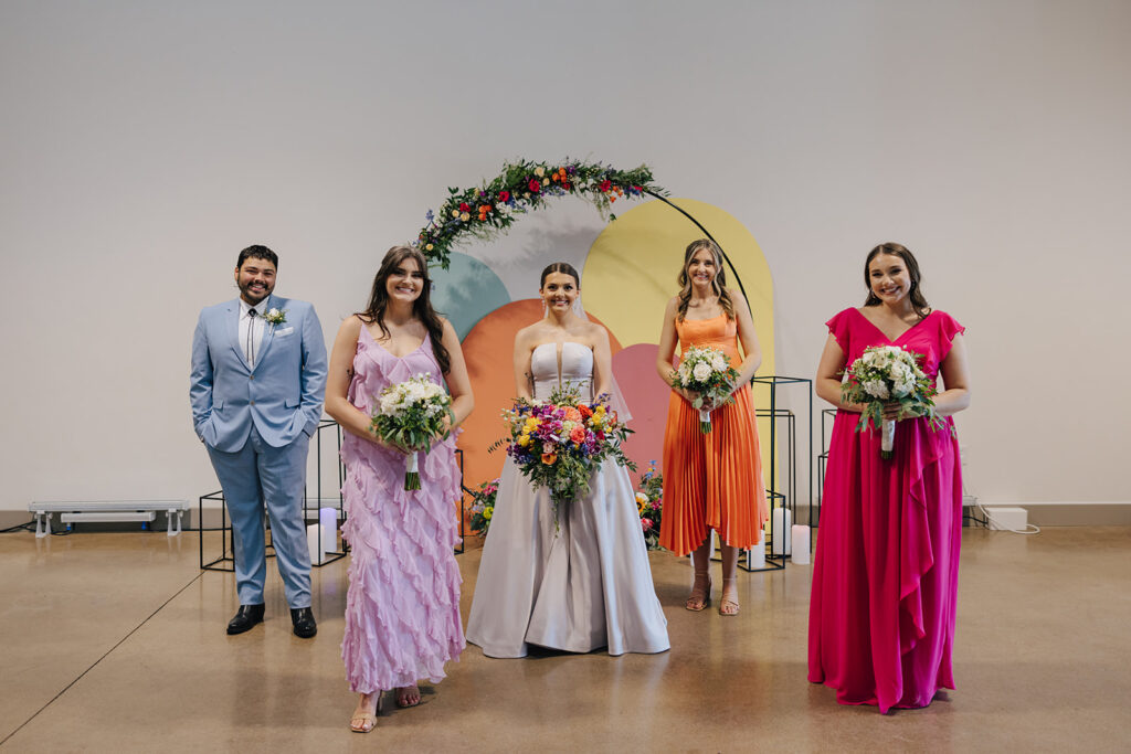 colorful wedding party photos