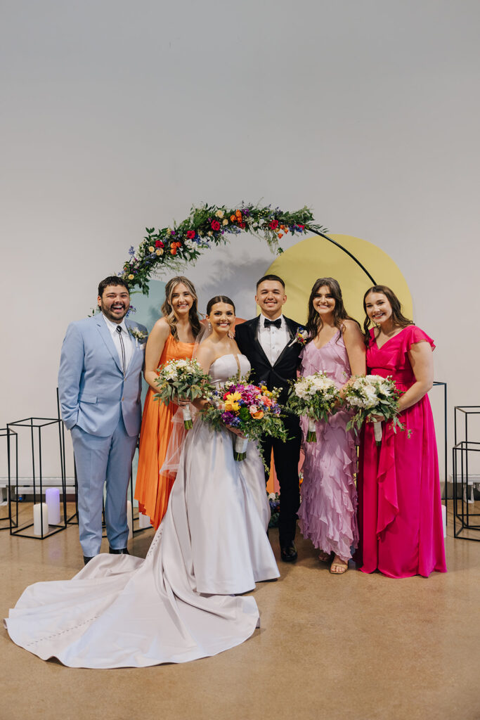 colorful wedding party photos