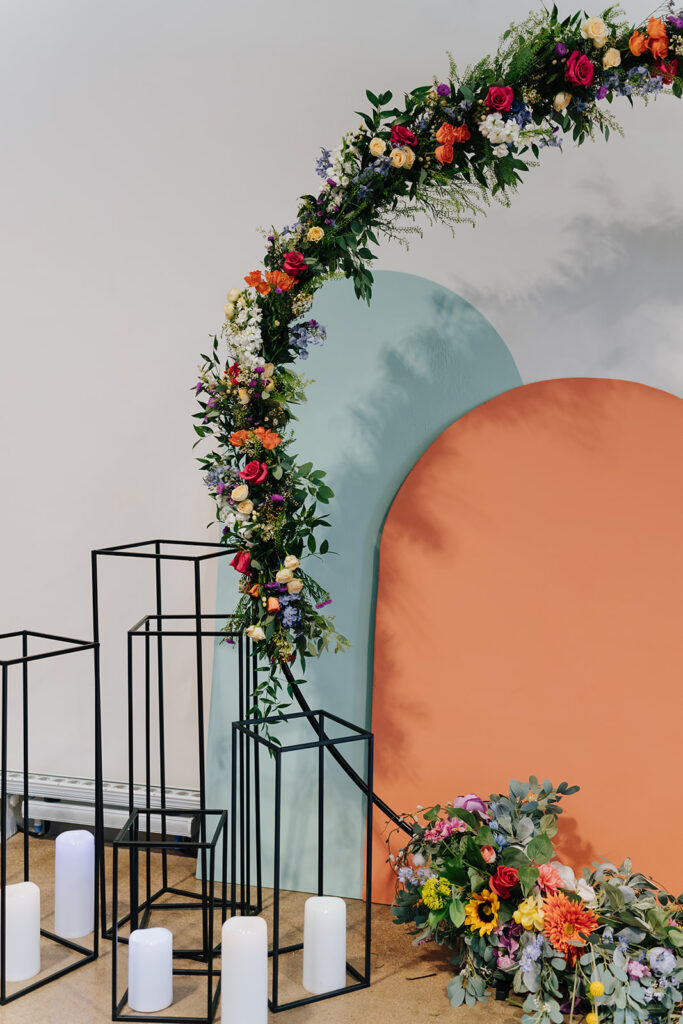 colorful wedding arch decor