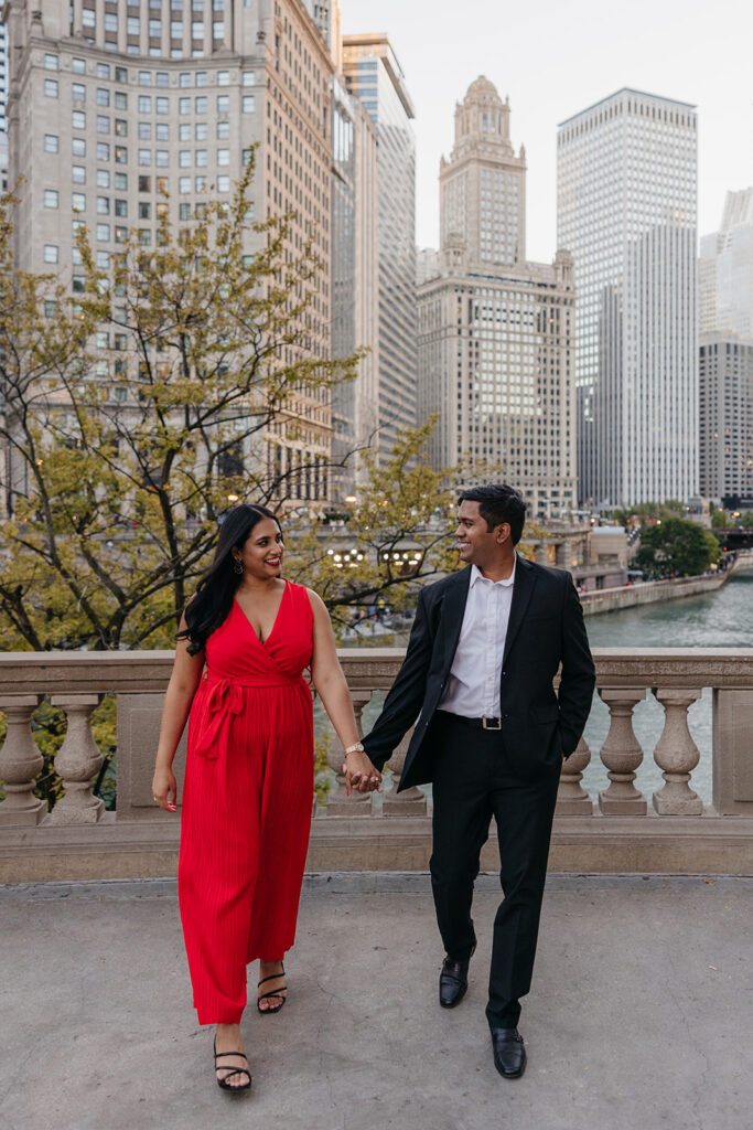 Wrigley Building walkway engagement photos