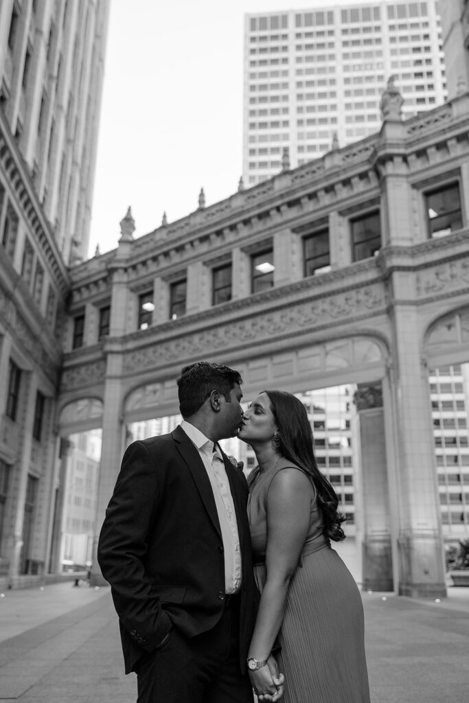 Wrigley Building walkway engagement photos