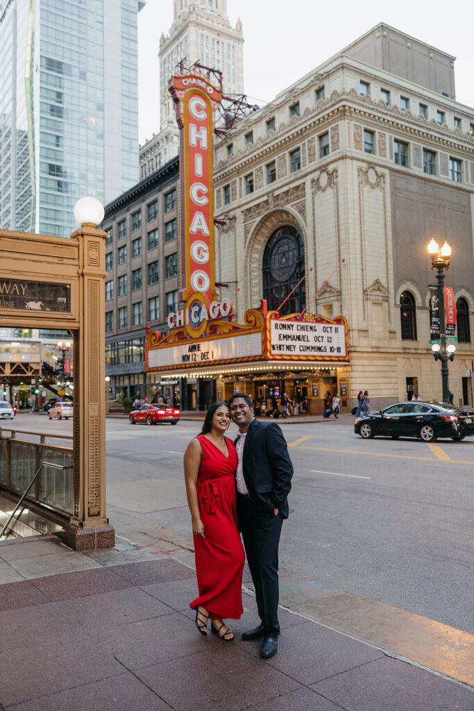 Chicago Theater engagement photos