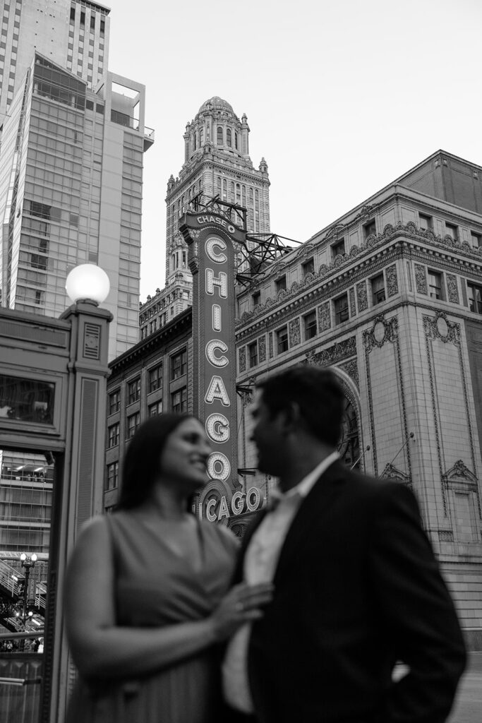 Chicago Theater engagement photos