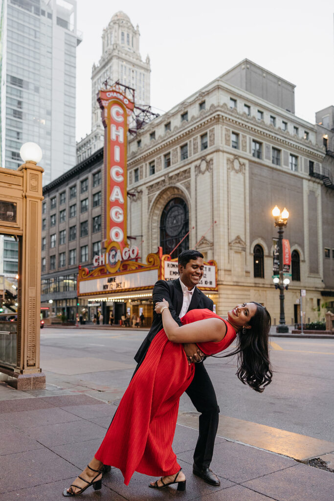 Chicago Theater engagement photos