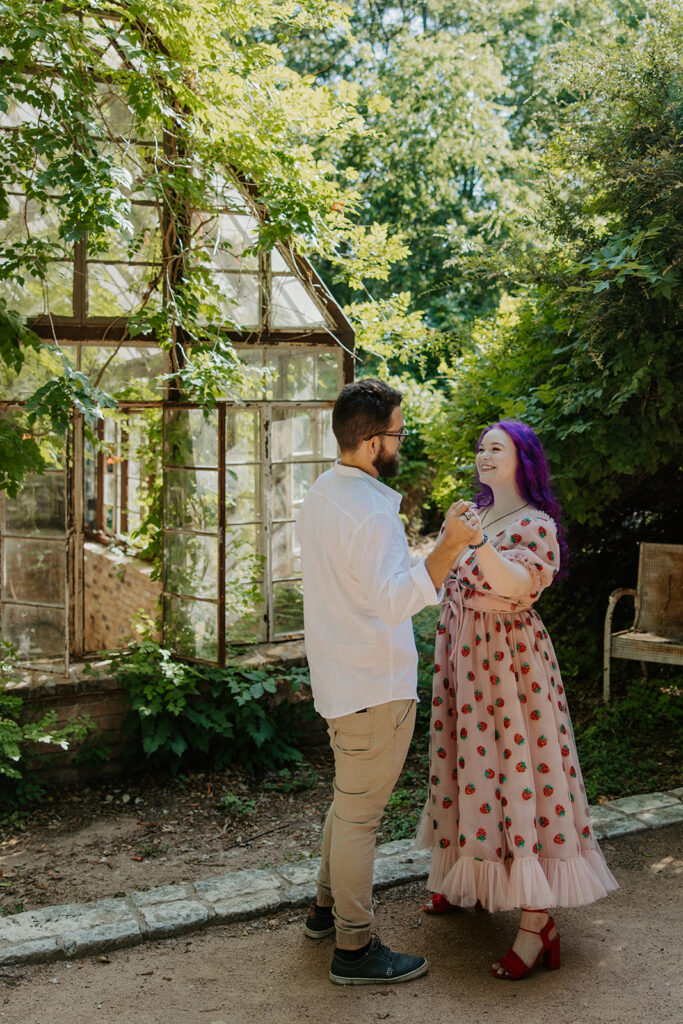 greenhouse engagement photos