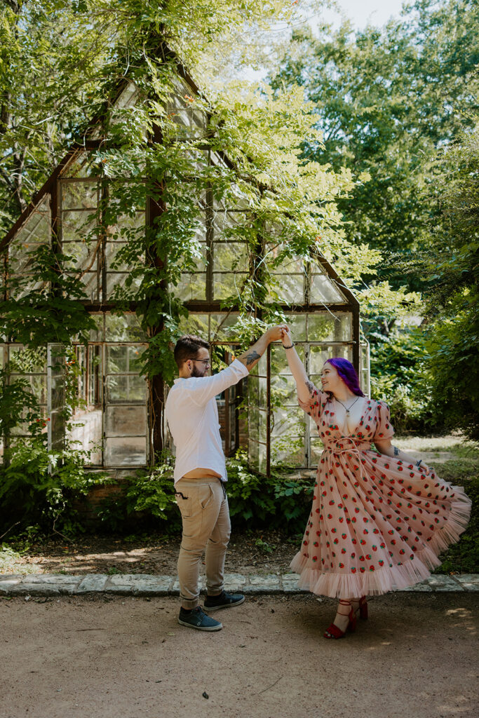 greenhouse engagement photos