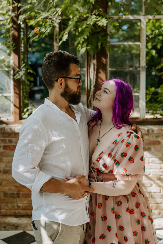 greenhouse engagement photos