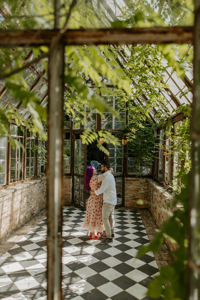 greenhouse engagement photos