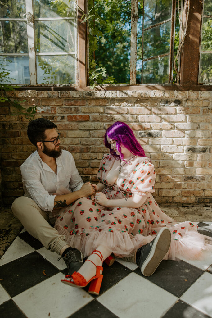 greenhouse engagement photos