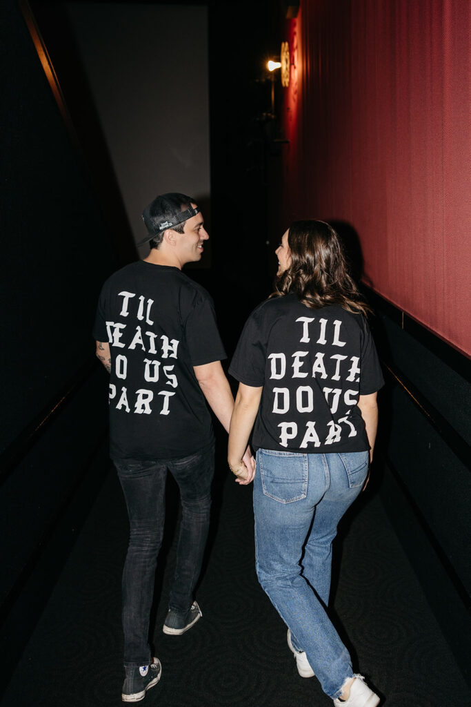 Movie theater engagement photos