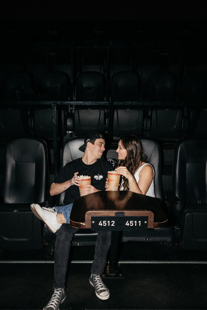 Movie theater engagement photos