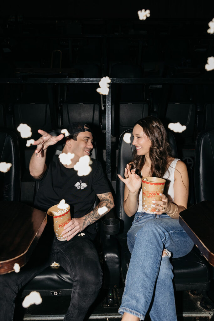 Movie theater engagement photos