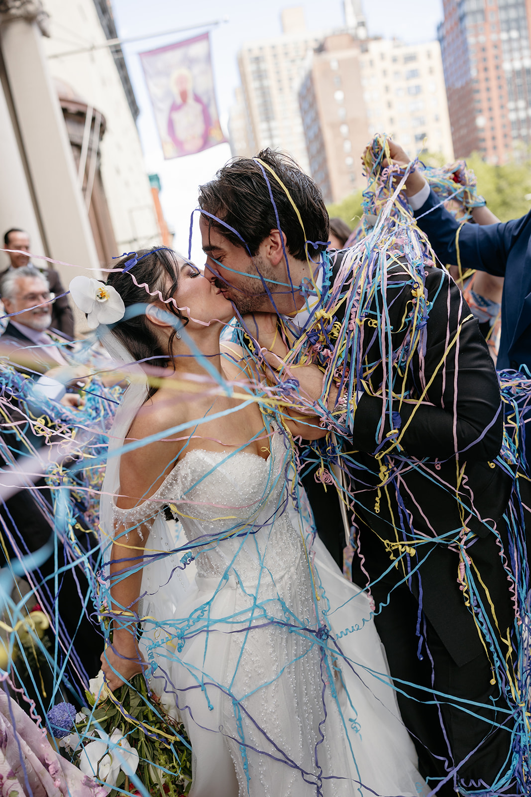 Bride and Groom exit at St. Francis de Sales Roman Catholic Church