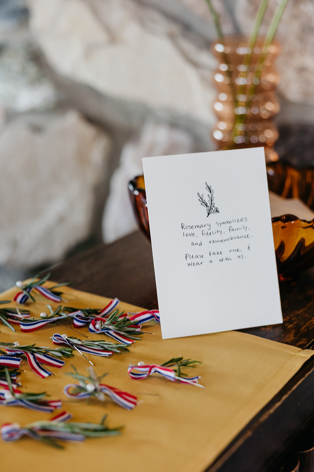 Handmade rosemary wedding party favors