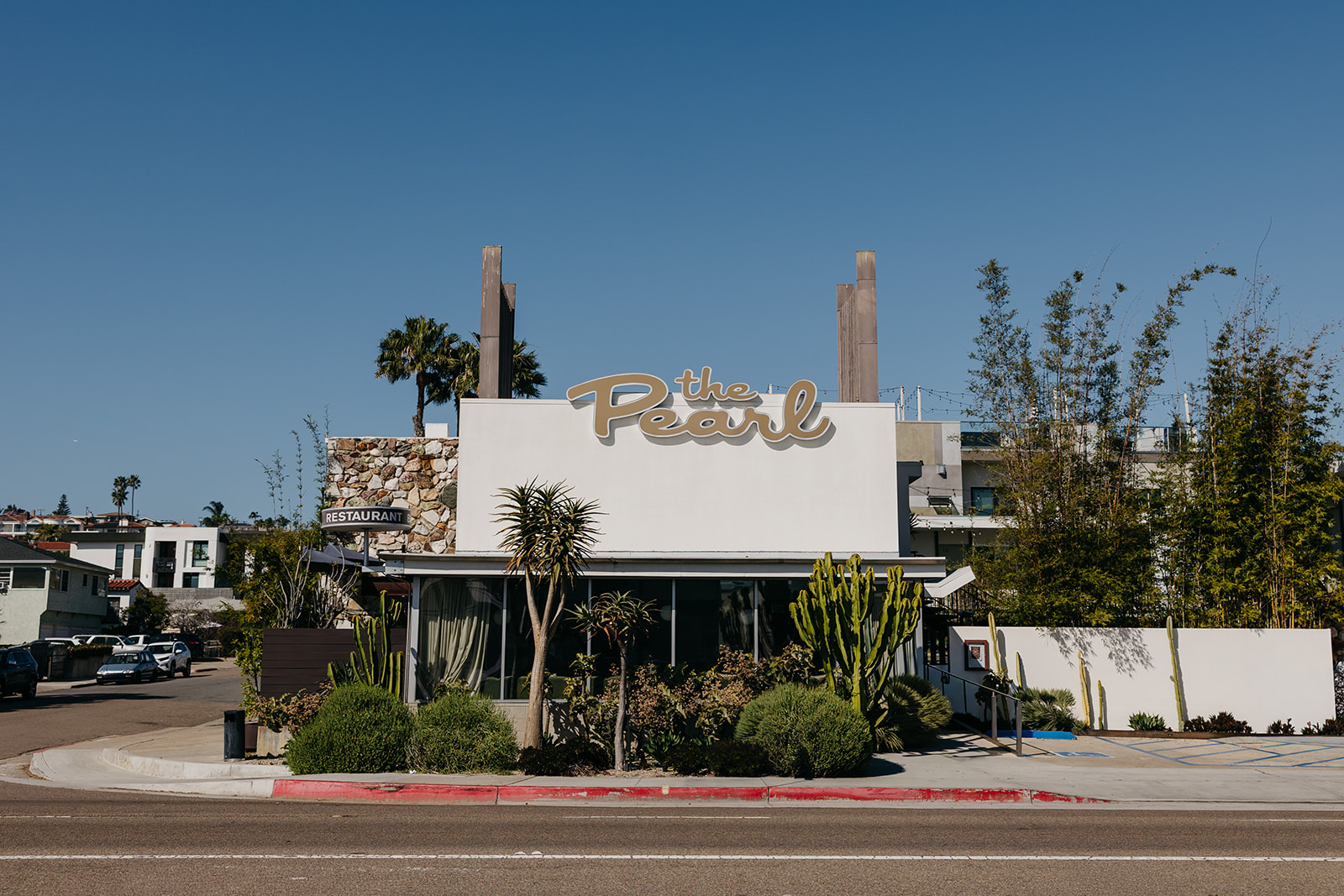 Exterior of the pearl san diego hotel wedding venue showcasing mid century architecture