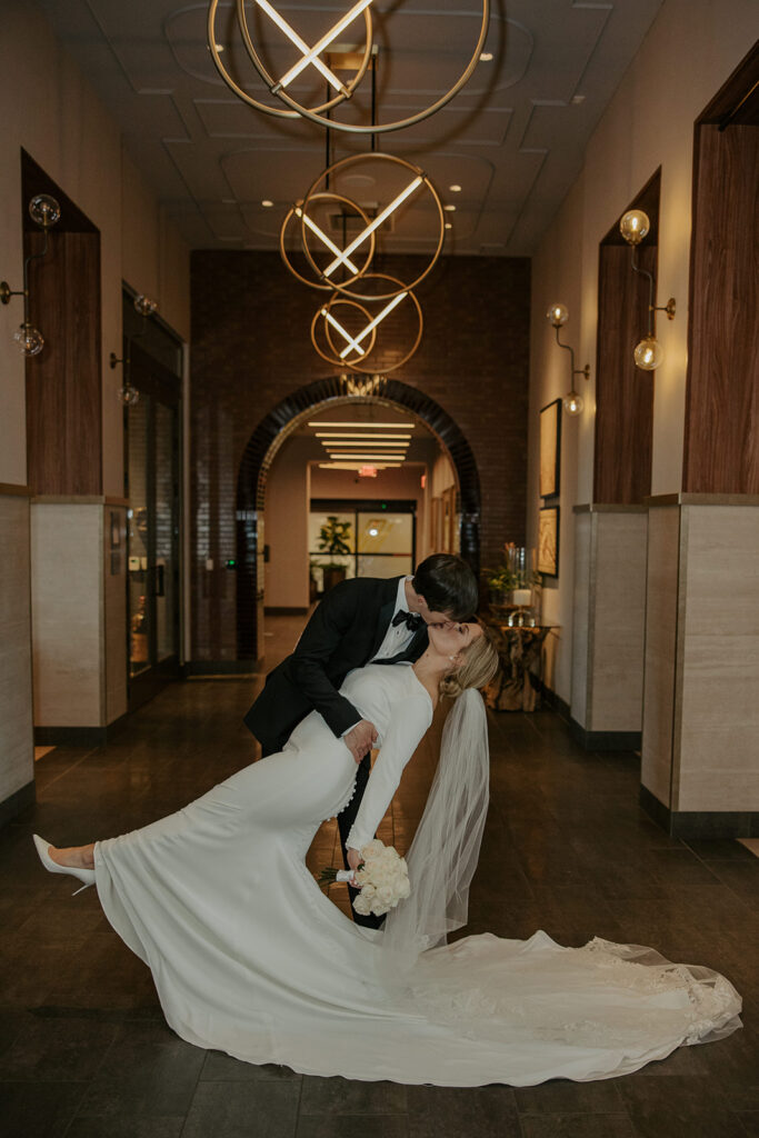 untraditional wedding photos in a hotel 