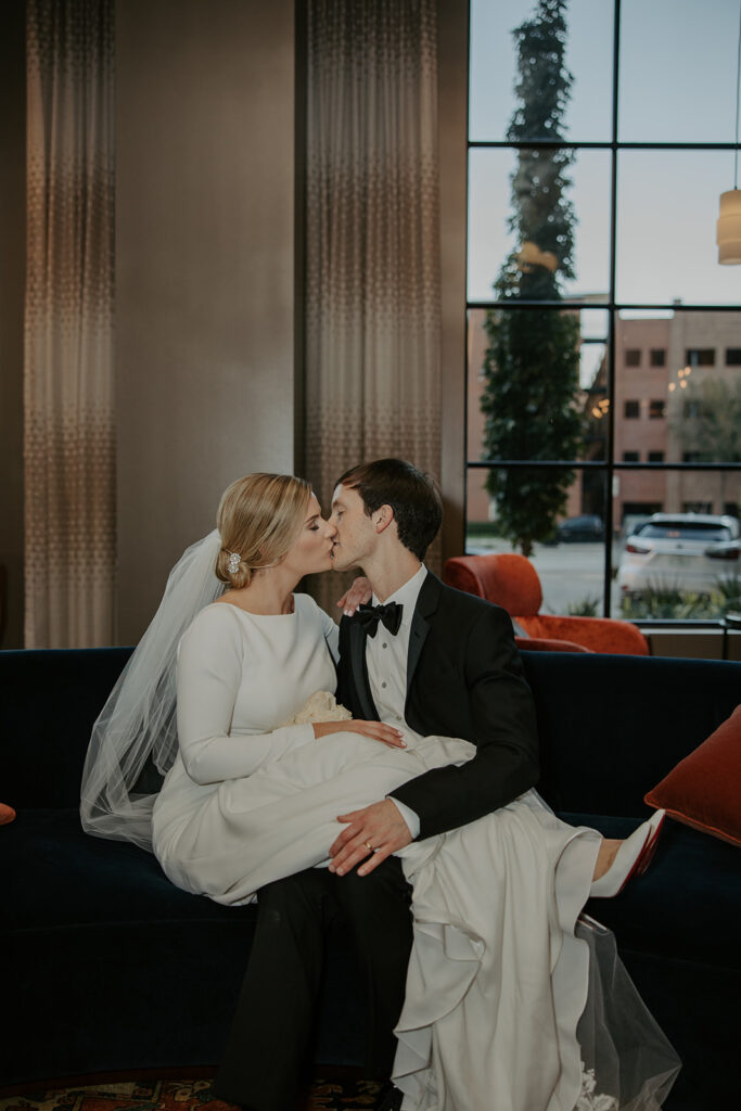 untraditional wedding photos in a hotel 