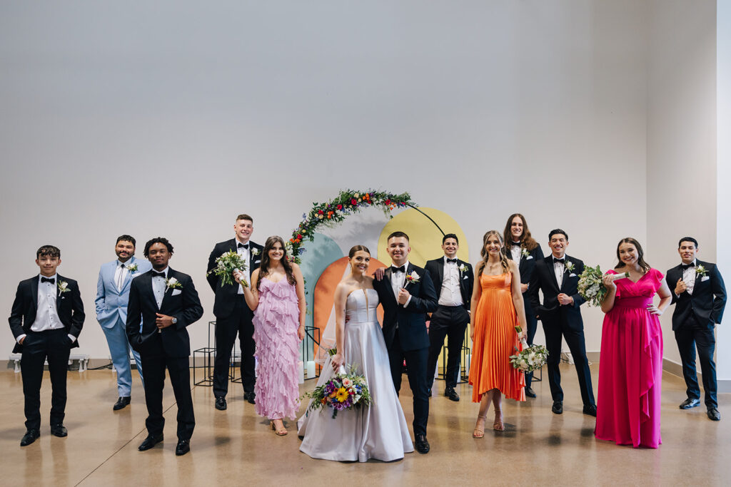 colorful wedding party photos