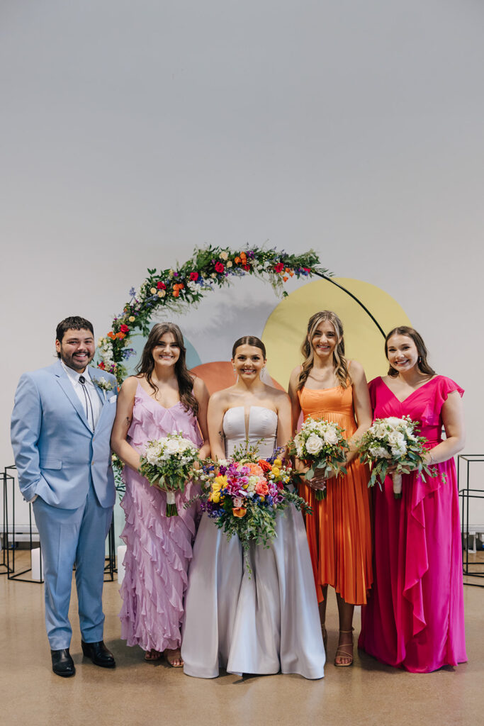 colorful wedding party photos