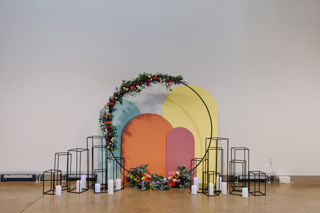 colorful wedding arch decor